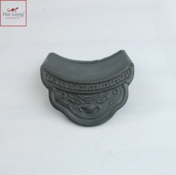 Ngói âm dương hổ phù, chữ thọ men ánh thép- cỡ nhỏ 01