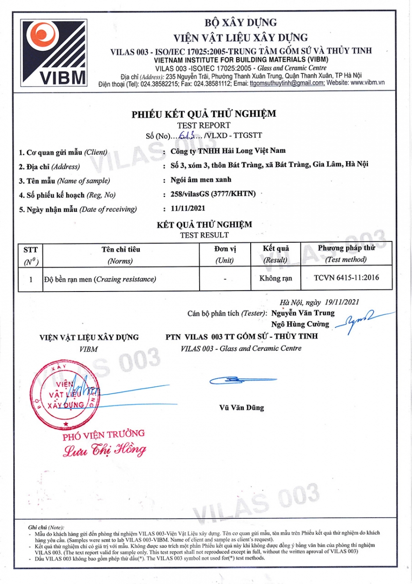 kiểm định ngói rạn men