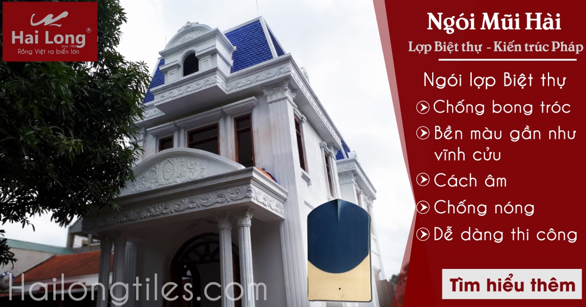 Ngói mũi hài vảy cả lợp biệt thự Pháp