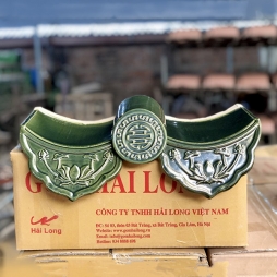 ngói âm dương sen kép chữ thọ cỡ nhỏ men xanh đồng cổ Hải Long Tiles Bát Tràng