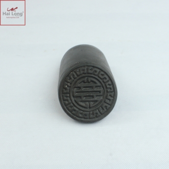 Ngói âm dương sen kép, chữ thọ men ánh thép - cỡ trung 01