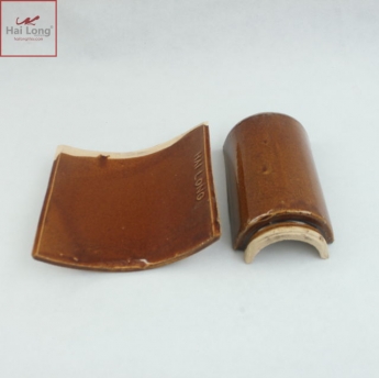 Ngói âm dương hoa sen, chữ thọ men da lươn cổ - cỡ trung 01