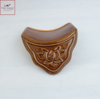 Ngói âm dương hoa sen, chữ thọ men da lươn cổ - cỡ trung 01