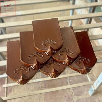 ngói mũi hài cổ men nâu cánh gián